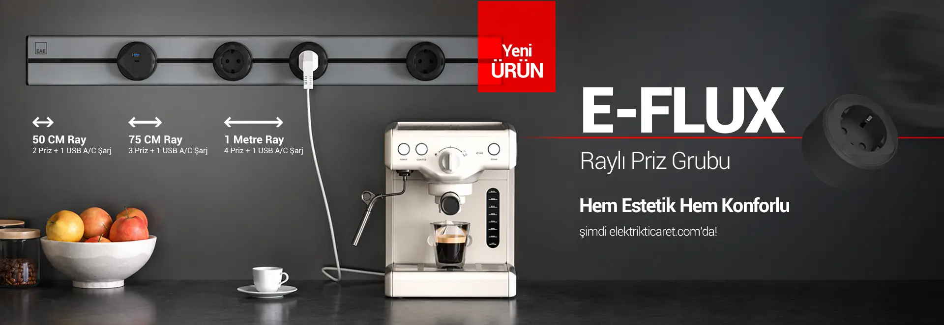 E Flux Raylı Priz 